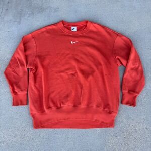 Nike Orange Size Small Crewneck Sweatshirt Embroidered Swoosh Men